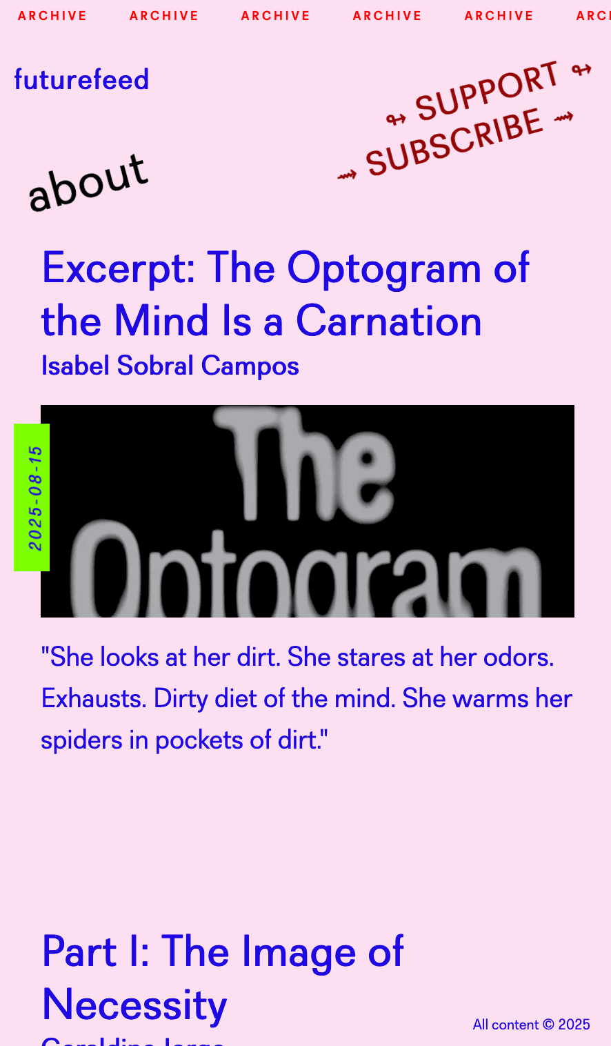 Homepage of FutureFeed